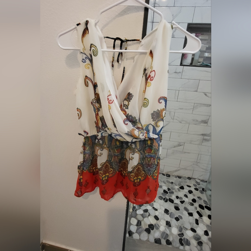 Papaya Multicolor Blouse with Red and White